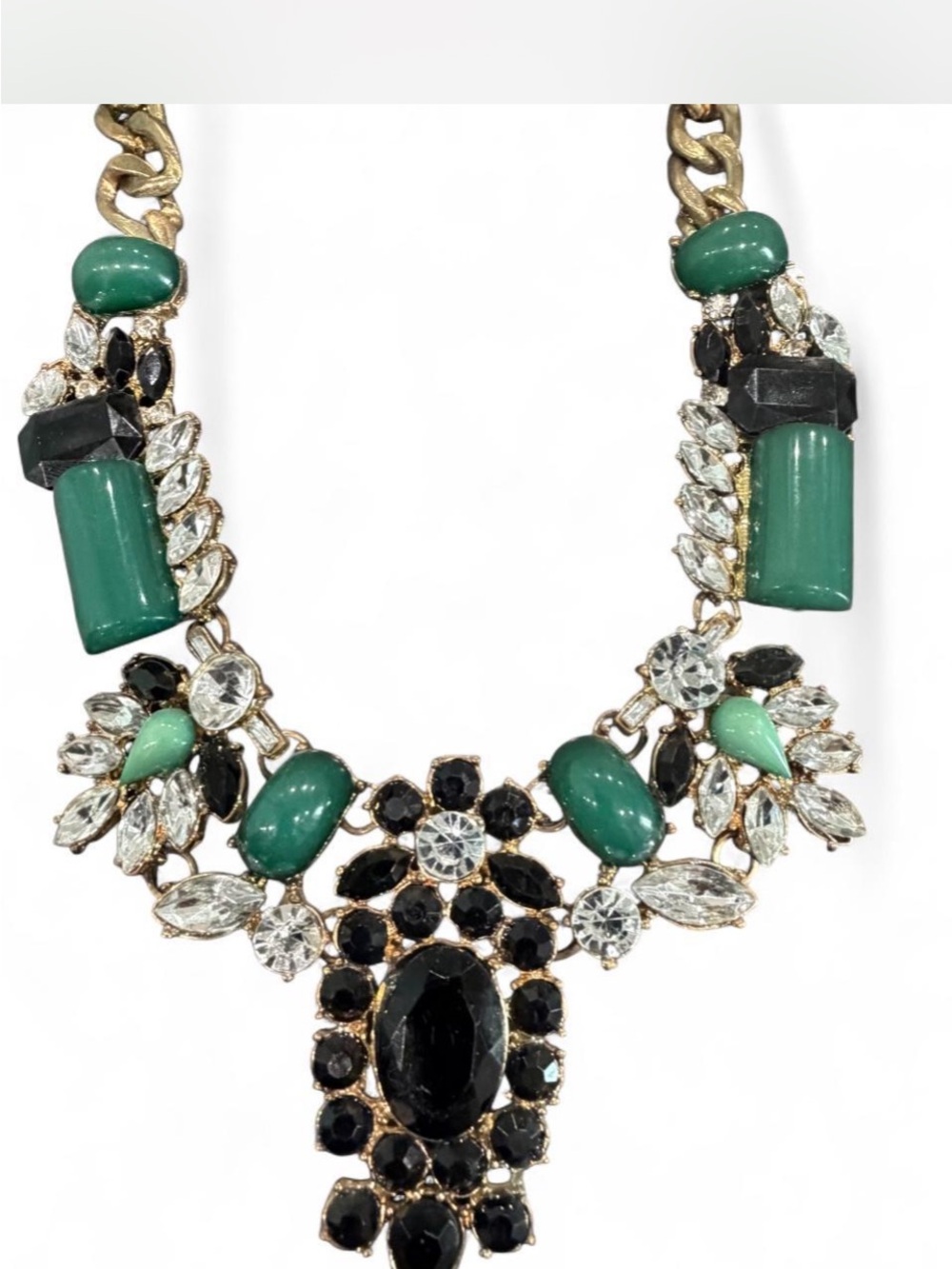 Green and Black Statement Necklace chunky